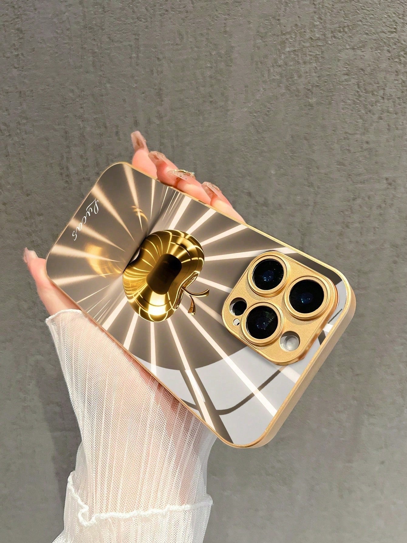 1pc Customized Name High Definition Electroplated Gold Glass Phone Case Gradient Printed Pattern Compatible With 17ProMax/16 Pro Max/15/14 Plus/13 Pro/12 Pro Max/11/XsMax/8/7/6Plus Phone Accessories