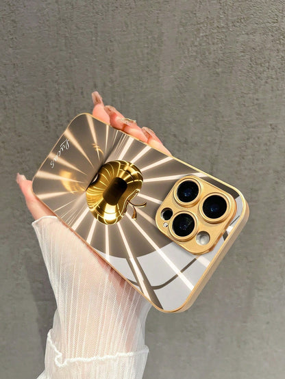 1pc Customized Name High Definition Electroplated Gold Glass Phone Case Gradient Printed Pattern Compatible With 17ProMax/16 Pro Max/15/14 Plus/13 Pro/12 Pro Max/11/XsMax/8/7/6Plus Phone Accessories