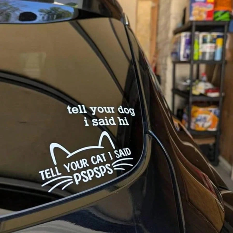 1pc Cute Personalized "Tell Your Cat I Said Psps" Car Sticker, Vinyl Waterproof UV Resistant, Suitable For Car Body, Rear Window, Tail, Side Window, Pet Cat Car Scratch Cover Decorative Sticker