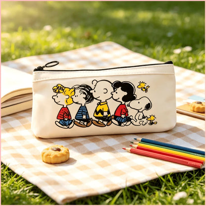 1PC Cute Snoopy Peanuts Friends Pencil Case, Large Capacity Zipper Stationery Bag, Lightweight Waterproof Pencil Pouch, Suitable For School, Study, Office, Travel Storage, Perfect Back To School, Birt