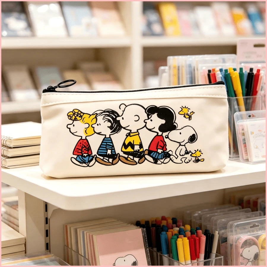 1PC Cute Snoopy Peanuts Friends Pencil Case, Large Capacity Zipper Stationery Bag, Lightweight Waterproof Pencil Pouch, Suitable For School, Study, Office, Travel Storage, Perfect Back To School, Birt