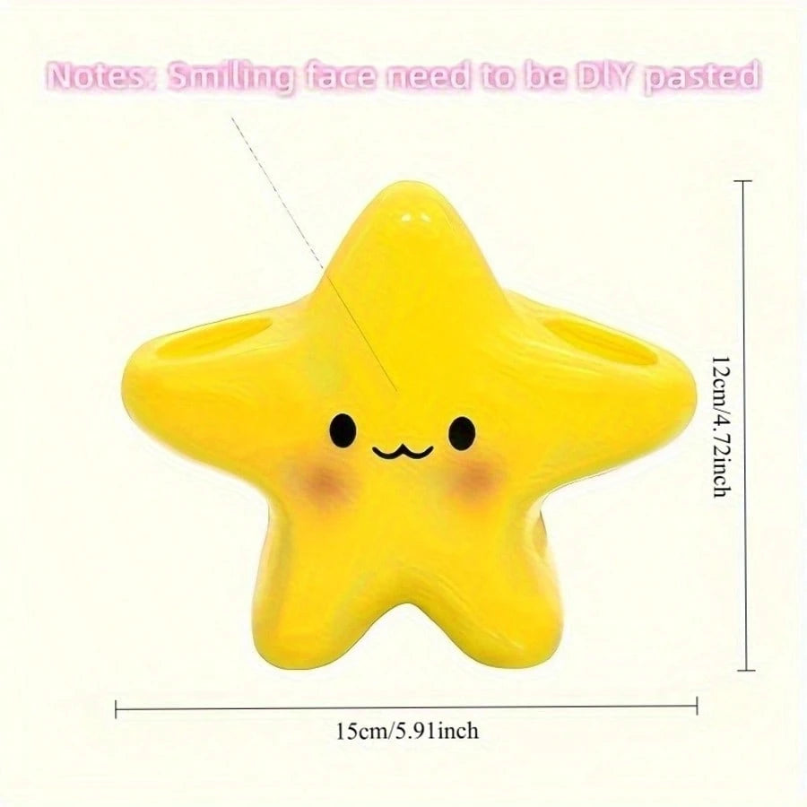1pc Cute Star-Shaped Plastic Toothbrush Holder- Standalone Bathroom Storage Rack, Adorable Design, Made Of Durable Plastic, Space-Saving, Can Hold Toothbrush And Toothpaste (Sticker Pattern Needs To