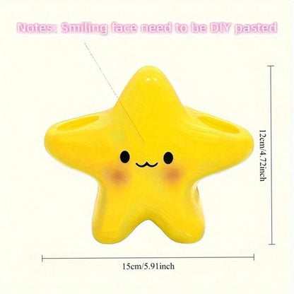 1pc Cute Star-Shaped Plastic Toothbrush Holder- Standalone Bathroom Storage Rack, Adorable Design, Made Of Durable Plastic, Space-Saving, Can Hold Toothbrush And Toothpaste (Sticker Pattern Needs To