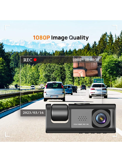 1pc,Dash Cam Front And Inside,2 Channels Dash Camera For Cars, 1080P FHD DVR Car Dashboard Camera With Loop Recording,2 Inch Display,Not Included SD Card