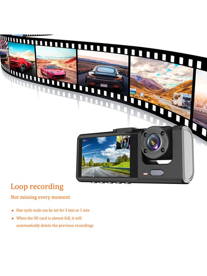 1pc,Dash Cam Front And Inside,2 Channels Dash Camera For Cars, 1080P FHD DVR Car Dashboard Camera With Loop Recording,2 Inch Display,Not Included SD Card