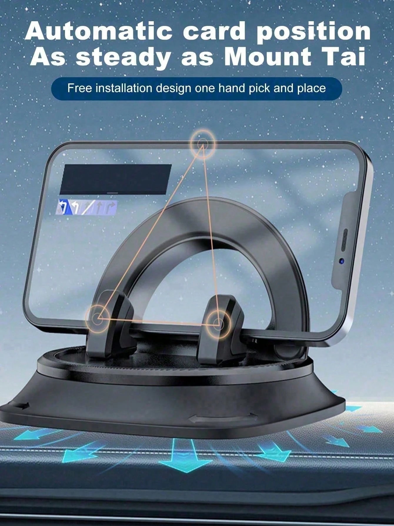 1pc Dashboard Navigation Mount, Dedicated Car Phone Holder, Premium Anti-Slip Pad Universal Fixed