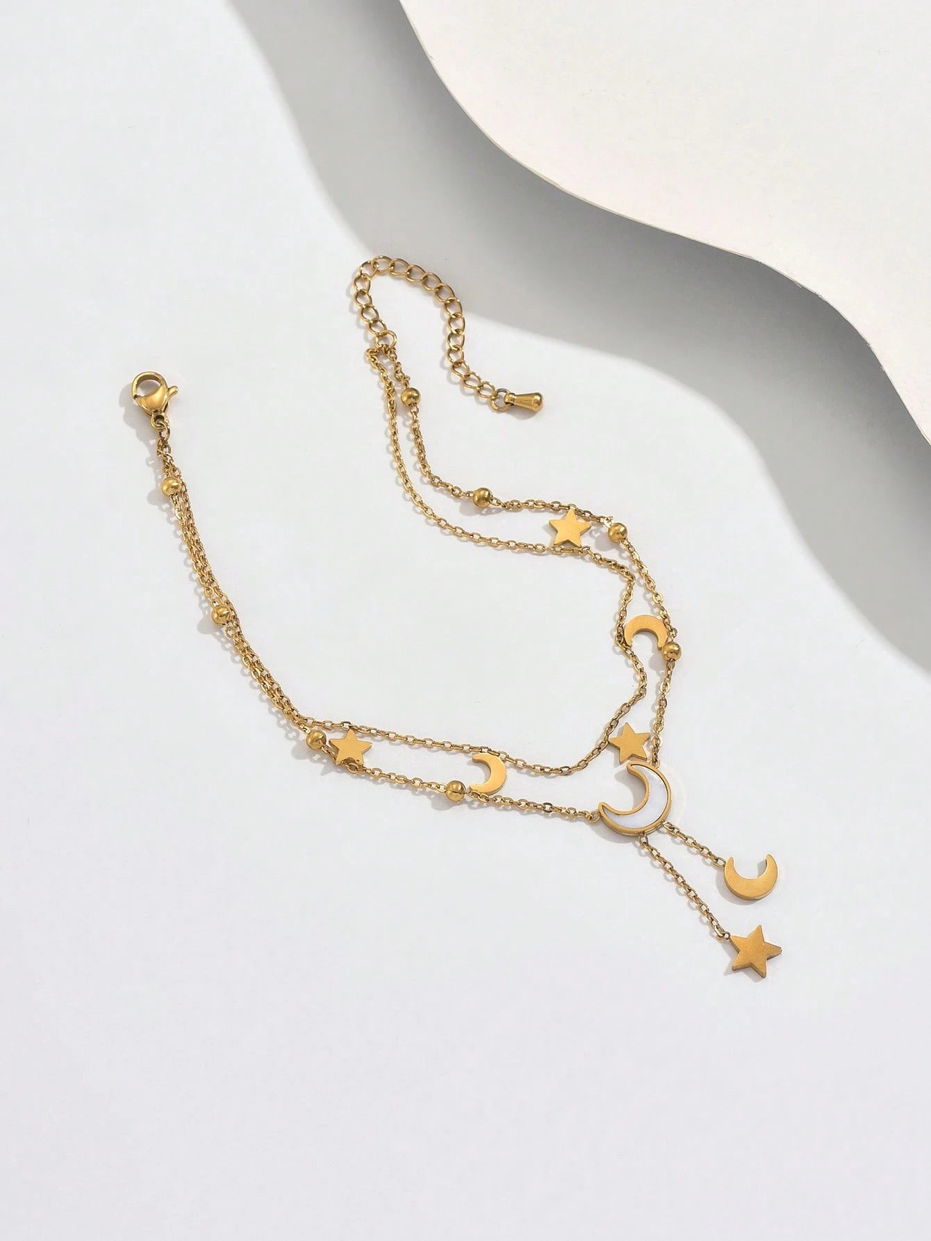 1pc Delicate Multi-Layer Star & Moon Pendant Anklet, Versatile Elegant Playful Beach Holiday Essential, Suitable For Gifts And Personal Use