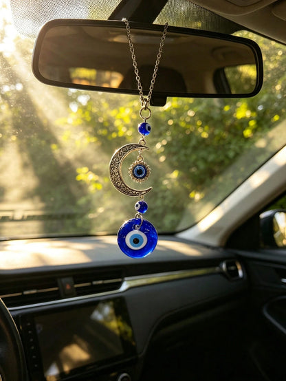 1pc Devil's Eye Moon Car Pendant Car Rearview Mirror Decorative Accessories