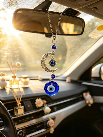 1pc Devil's Eye Moon Car Pendant Car Rearview Mirror Decorative Accessories