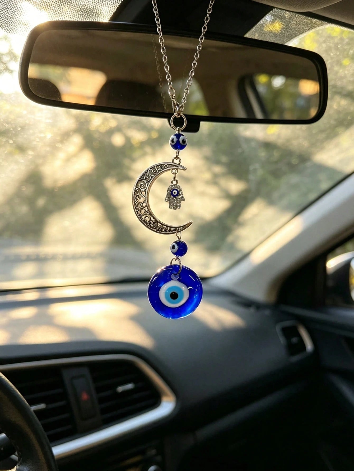 1pc Devil's Eye Moon Car Pendant Car Rearview Mirror Decorative Accessories