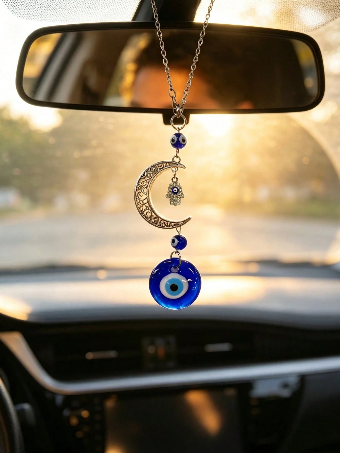 1pc Devil's Eye Moon Car Pendant Car Rearview Mirror Decorative Accessories