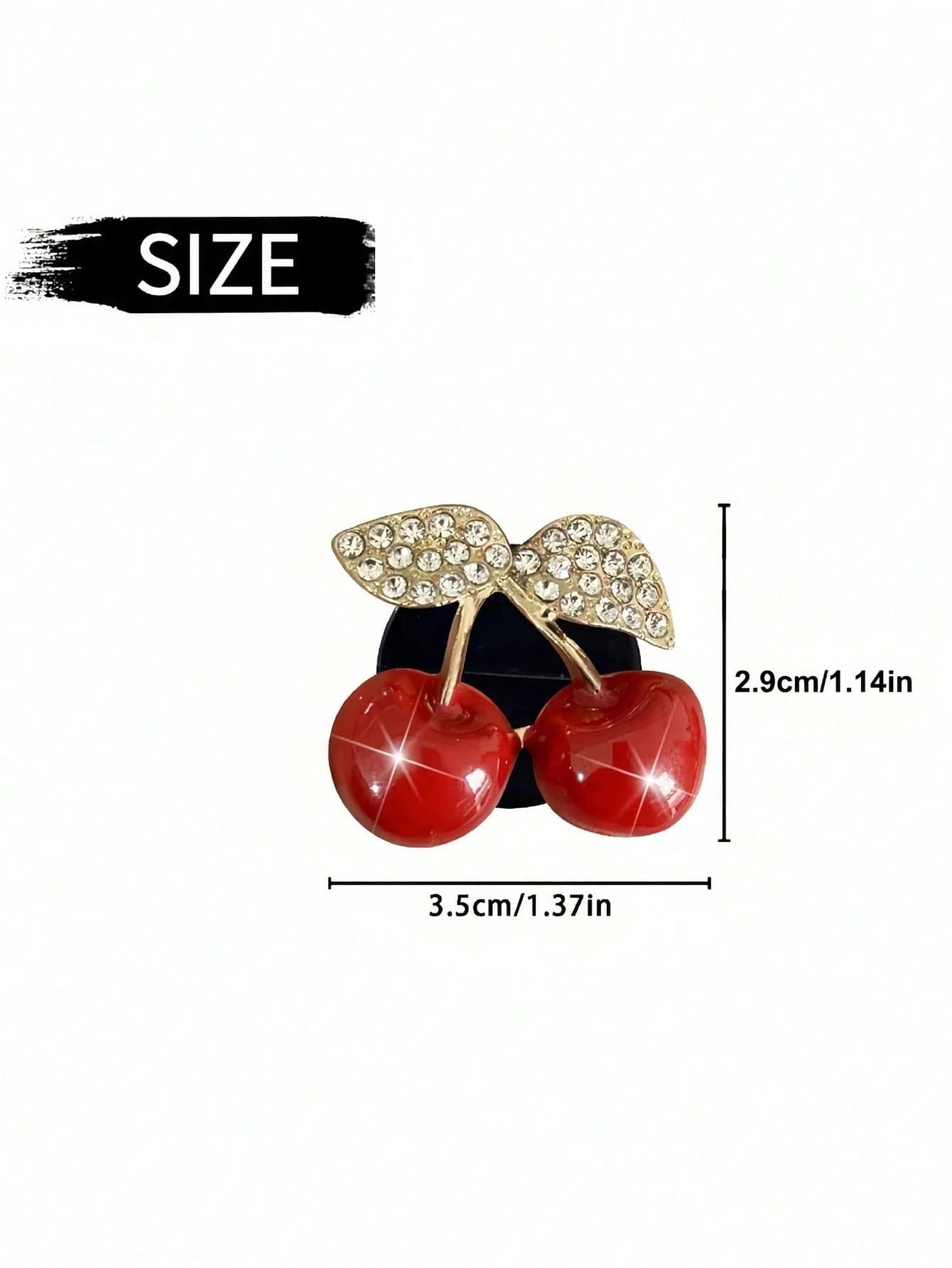 1PC Diamond Inlaid Red Cherry Air Vent Clip Easy Install Shiny Decorative Car Interior Ornament Vibrant Aesthetic Vehicle Daily Holiday Party Atmosphere Boosting Small Gift Accessory