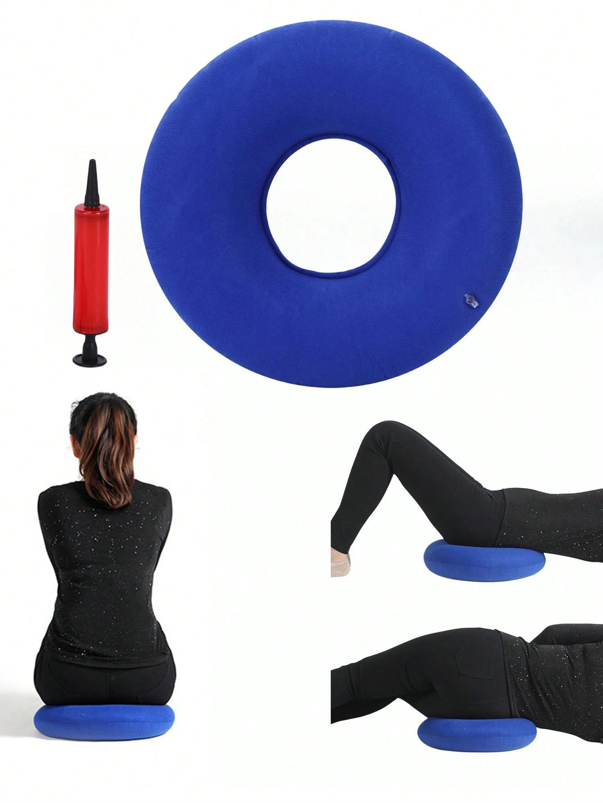 1pc Donut Pillow, Tailbone Inflatable Donut Cushion, Pillow Seat Cushion For Home Office Chair Wheelchair Car,With Inflation Cylinder