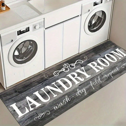 1pc, Door Mat Protector, Made Of Flannel Material, Non-Slip, Laundry Room Pattern Non-Slip Door Mat, Corridor Kitchen Bathroom Balcony Mat, Bathroom Mat Outdoor Rug, Home Indoor And Outdoor Decorative