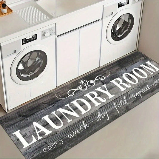 1pc, Door Mat Protector, Made Of Flannel Material, Non-Slip, Laundry Room Pattern Non-Slip Door Mat, Corridor Kitchen Bathroom Balcony Mat, Bathroom Mat Outdoor Rug, Home Indoor And Outdoor Decorative