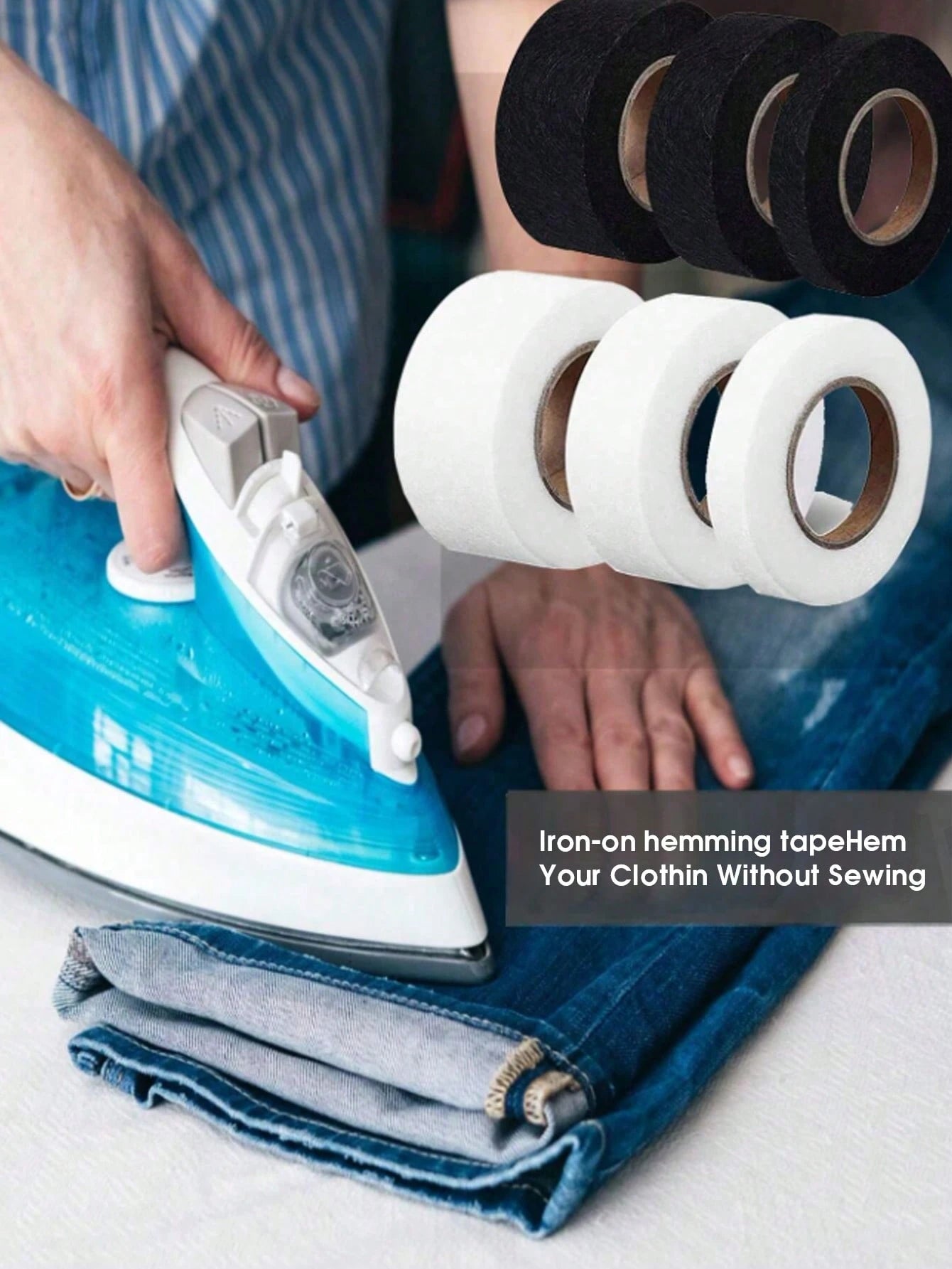 1pc Double-Sided Iron-On Hemming Tape, Strong Adhesive Heat Bonding Tape, Iron-On Fusible Web For Clothing Alterations, Pants, Jeans, Skirts