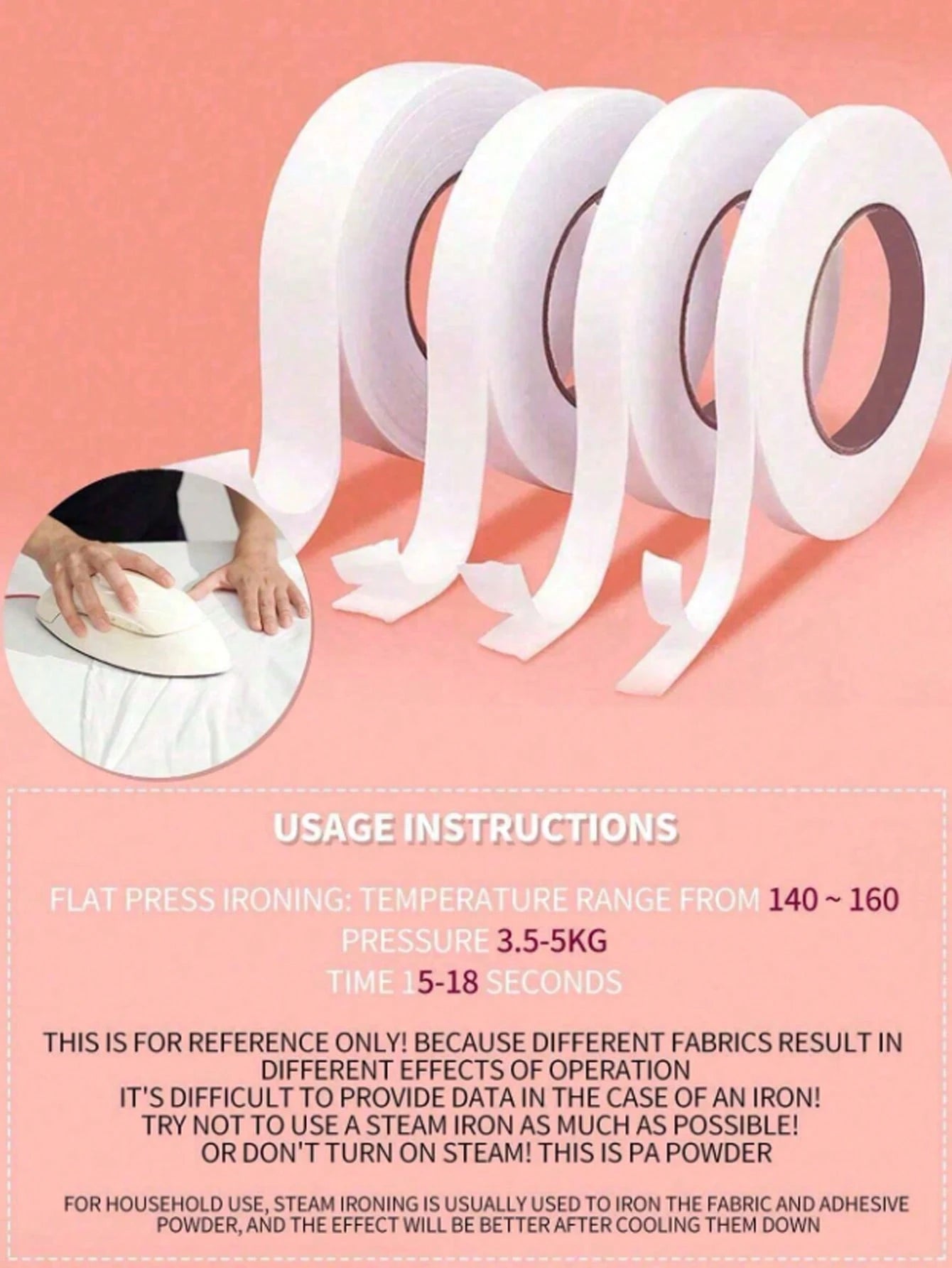 1pc Double-Sided Iron-On Hemming Tape, Strong Adhesive Heat Bonding Tape, Iron-On Fusible Web For Clothing Alterations, Pants, Jeans, Skirts