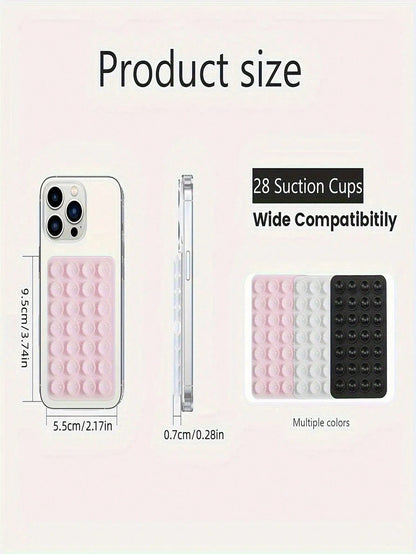 1pc Dual-Sided 28-Dot Thick Anti-Slip Sticker, Suitable For Most Phones- Durable Silicone Suction Cup Stand, Can Stick To Car Glass, Shower Use, Ideal For Video Recording And Photography Phone Access