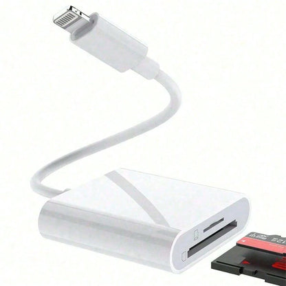 1pc Dual Slot USB-C/Lightning SD/TF Card Reader Adapter, Portable Camera Viewer SD Card Adapter Plug And Play, Compatible With IPhone 17/16/15/14/13/12/11/XS/8/7/6/IPad/Camera/Action Camera