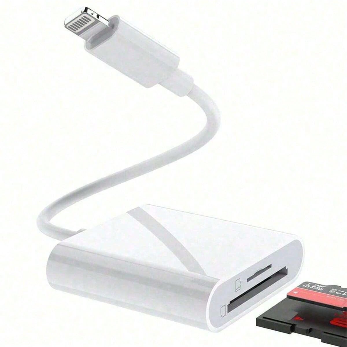 1pc Dual Slot USB-C/Lightning SD/TF Card Reader Adapter, Portable Camera Viewer SD Card Adapter Plug And Play, Compatible With IPhone 17/16/15/14/13/12/11/XS/8/7/6/IPad/Camera/Action Camera