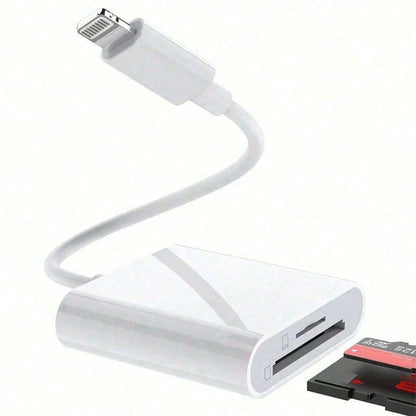 1pc Dual Slot USB-C/Lightning SD/TF Card Reader Adapter, Portable Camera Viewer SD Card Adapter Plug And Play, Compatible With IPhone 17/16/15/14/13/12/11/XS/8/7/6/IPad/Camera/Action Camera