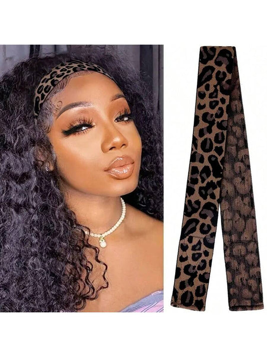 1PC Elastic Bands For Wig Edges Edge Laying Band Adjustable Edge Wrap To Lay Edges Lace Melting Band Leopard Print Pattern Wig Band For Edges Comfortable Elastic Band For Lace Frontal Melt