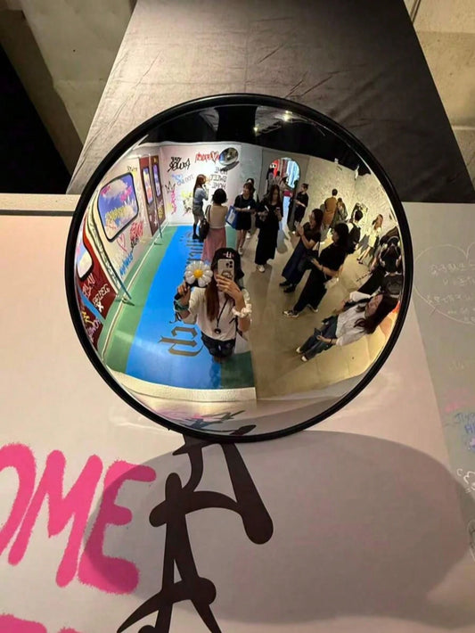 1pc Elegant Art Deco-Style Round Convex Wide-Angle Mirror-Wall-Mounted Decorative Mirror With A Full Plastic Frame; Suitable For Modern Home Decor And Room Styling In Bedrooms, Living Rooms, Studies