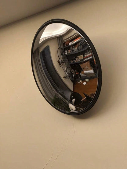 1pc Elegant Art Deco-Style Round Convex Wide-Angle Mirror-Wall-Mounted Decorative Mirror With A Full Plastic Frame; Suitable For Modern Home Decor And Room Styling In Bedrooms, Living Rooms, Studies