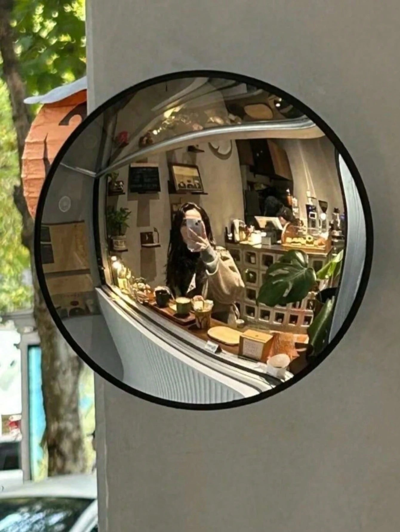 1pc Elegant Art Deco-Style Round Convex Wide-Angle Mirror-Wall-Mounted Decorative Mirror With A Full Plastic Frame; Suitable For Modern Home Decor And Room Styling In Bedrooms, Living Rooms, Studies