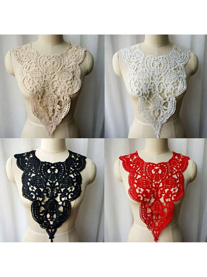 1pc Embroidered Venitian Lace Collar Decoration Sew-On Patch Flower Lace Fabric For Dress Making