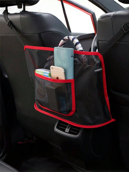 1pc Extra Large Canvas Car Storage Bag- Vehicle Accessory, Backseat Organizer Net, Suitable For Storing Phones, Documents Etc.- Storage Rack, Phone & Document Pouch