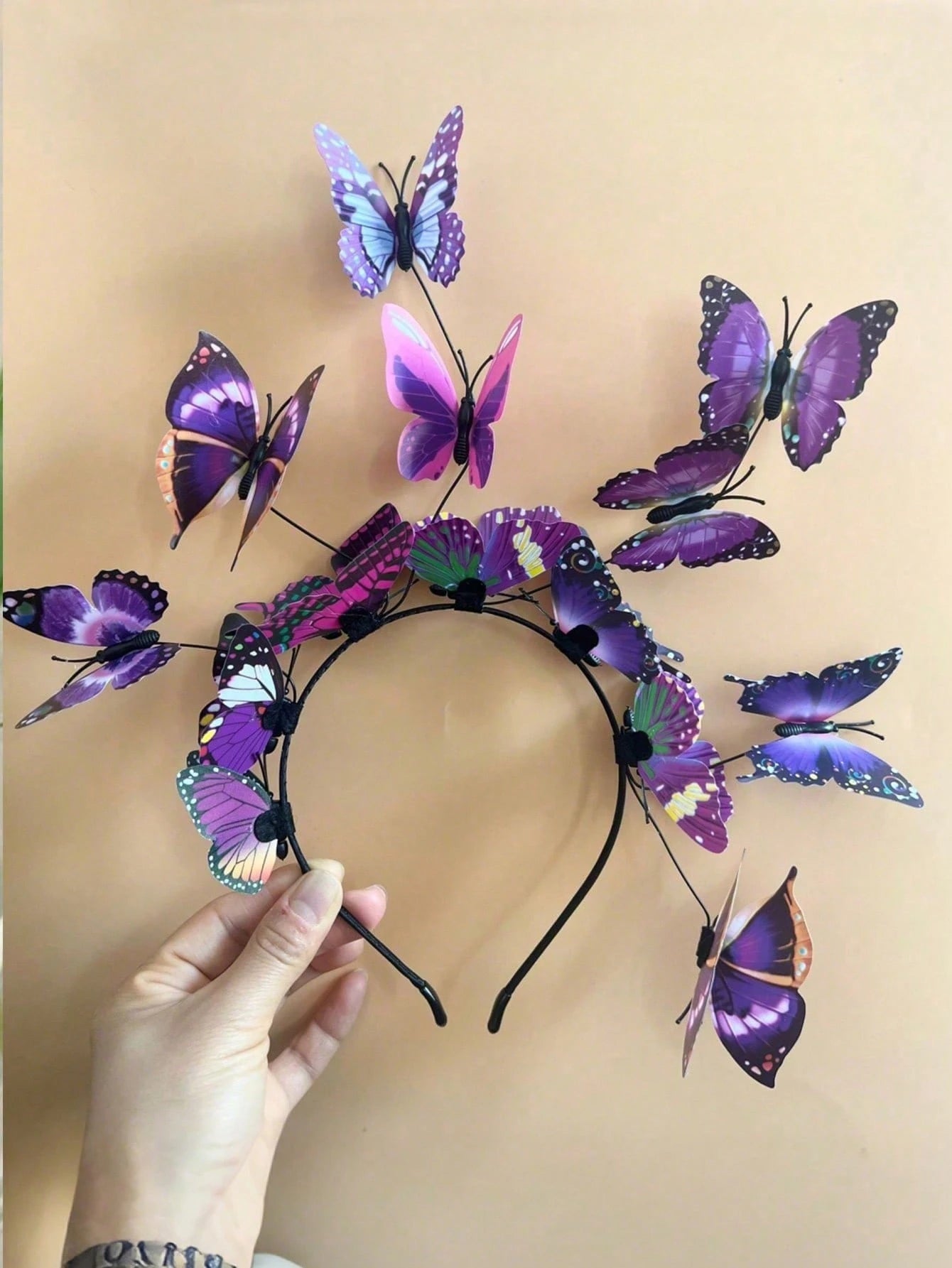 1pc Fairy Mori Style Faux Butterfly Flower Wreath Headband, Wedding Hair Accessory Suitable For Festivals And Parties