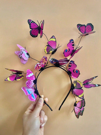 1pc Fairy Mori Style Faux Butterfly Flower Wreath Headband, Wedding Hair Accessory Suitable For Festivals And Parties