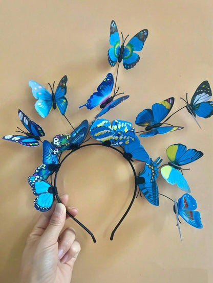 1pc Fairy Mori Style Faux Butterfly Flower Wreath Headband, Wedding Hair Accessory Suitable For Festivals And Parties