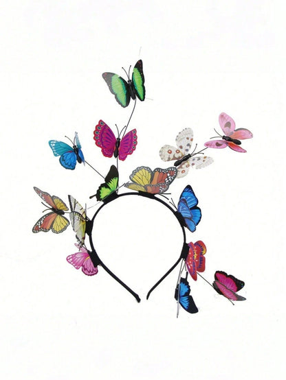 1pc Fairy Mori Style Faux Butterfly Flower Wreath Headband, Wedding Hair Accessory Suitable For Festivals And Parties