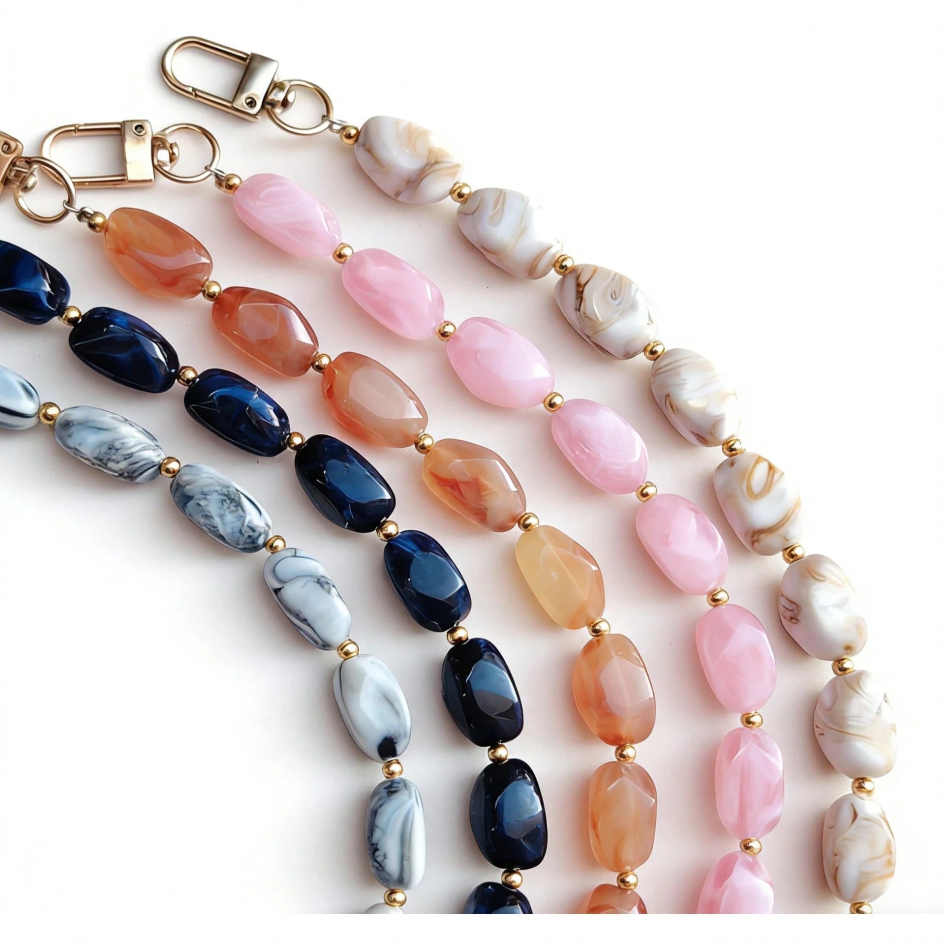 1pc Fashion Asymmetrical Asymmetric Faux Jade Acrylic Beaded Phone Charm, Handmade Phone Strap Pendant; Suitable For Phone/Camera/Bag/Keychain Accessories, Perfect Couple Christmas Best Friend Holiday