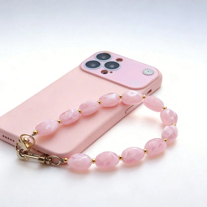 1pc Fashion Asymmetrical Asymmetric Faux Jade Acrylic Beaded Phone Charm, Handmade Phone Strap Pendant; Suitable For Phone/Camera/Bag/Keychain Accessories, Perfect Couple Christmas Best Friend Holiday
