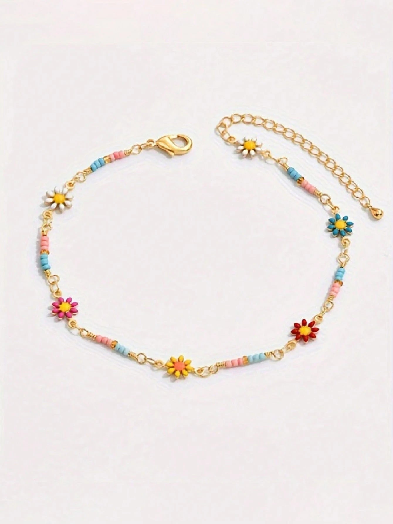 1pc Fashion Minimalist Colorful Daisy Bracelet, Bohemian Style Beach Floral Accessory, Suitable For Women