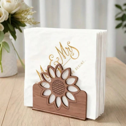 1pc Fashion Sunflower Tissue Box Holder, Wood Grain Desktop Tissue Box, Kitchen Countertop Or Dining Table Decor, Home Tissue Storage (Suitable For Tissues, Papers, Menu Cards)