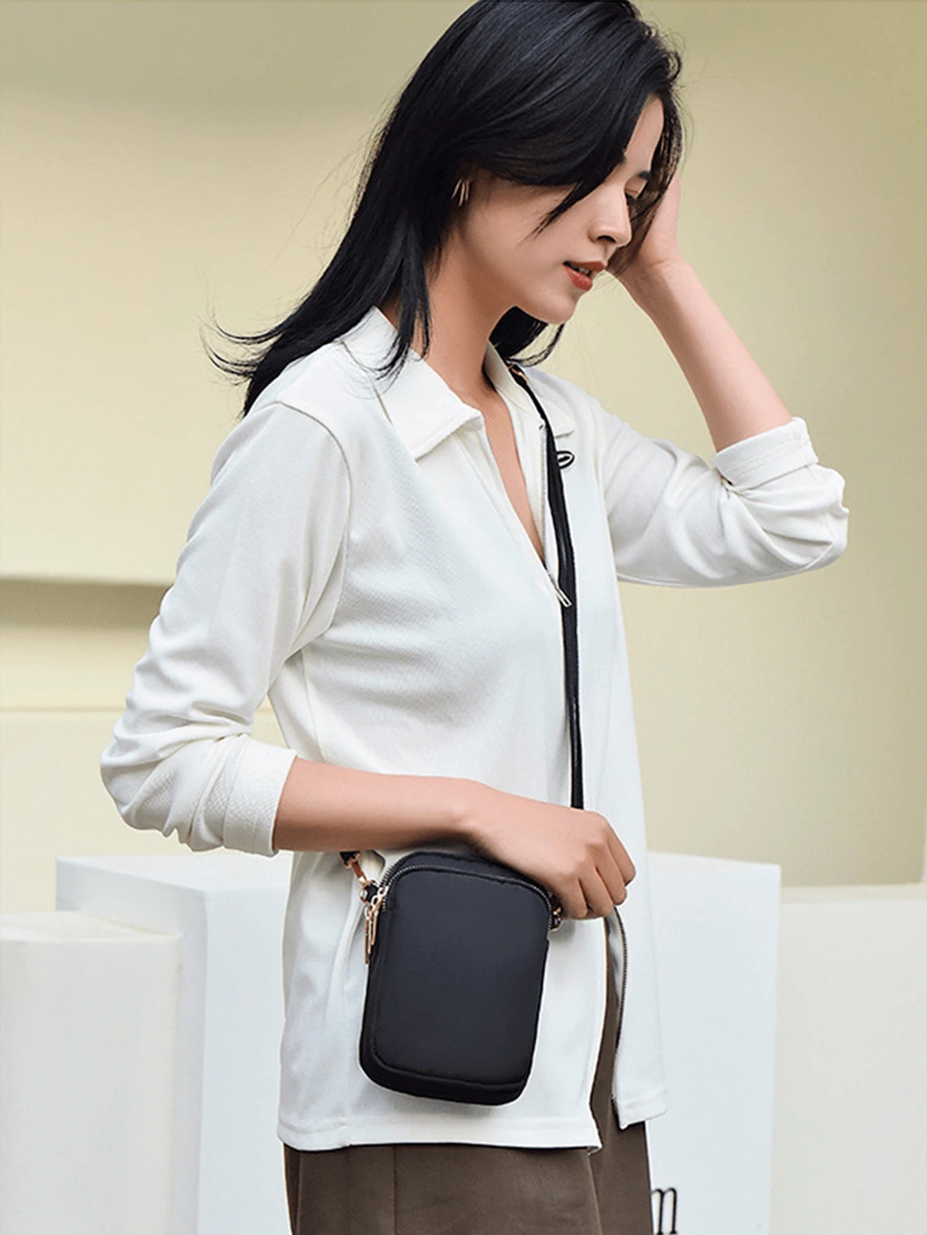 1Pc Fashion Women Mini Crossbody Bag Zipper Mobile Phone Shoulder Bag Multifunction Handbag Wrist Purse Sport Wallet For Cellphone,Card,Lipstick,Keys