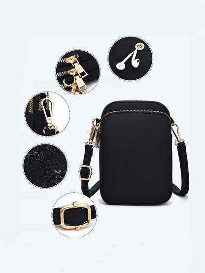 1Pc Fashion Women Mini Crossbody Bag Zipper Mobile Phone Shoulder Bag Multifunction Handbag Wrist Purse Sport Wallet For Cellphone,Card,Lipstick,Keys