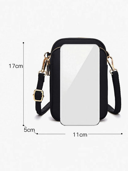 1Pc Fashion Women Mini Crossbody Bag Zipper Mobile Phone Shoulder Bag Multifunction Handbag Wrist Purse Sport Wallet For Cellphone,Card,Lipstick,Keys