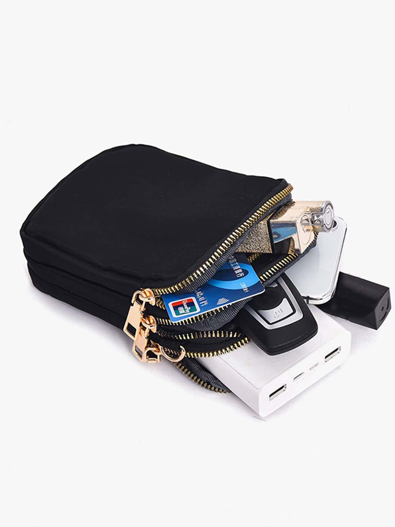 1Pc Fashion Women Mini Crossbody Bag Zipper Mobile Phone Shoulder Bag Multifunction Handbag Wrist Purse Sport Wallet For Cellphone,Card,Lipstick,Keys