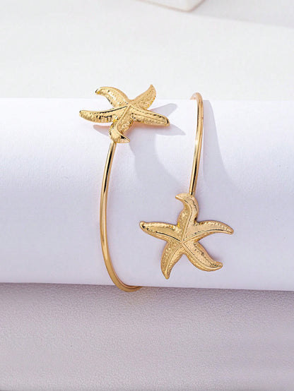 1pc Fashionable Casual Starfish Arm Cuff Bracelet, Beach Resort Accessory For Women