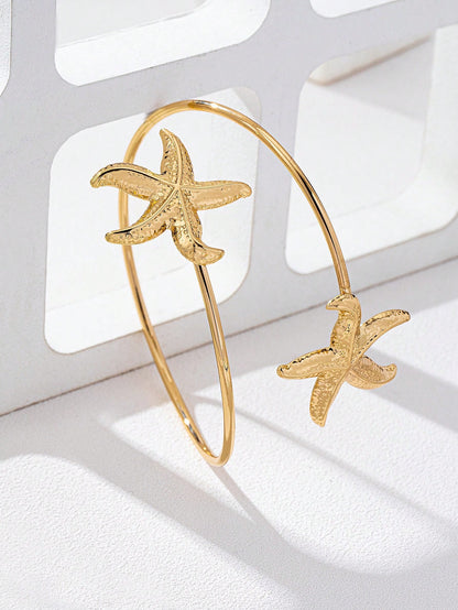 1pc Fashionable Casual Starfish Arm Cuff Bracelet, Beach Resort Accessory For Women