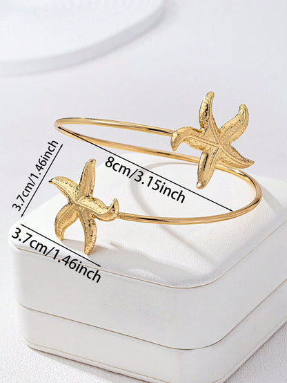 1pc Fashionable Casual Starfish Arm Cuff Bracelet, Beach Resort Accessory For Women
