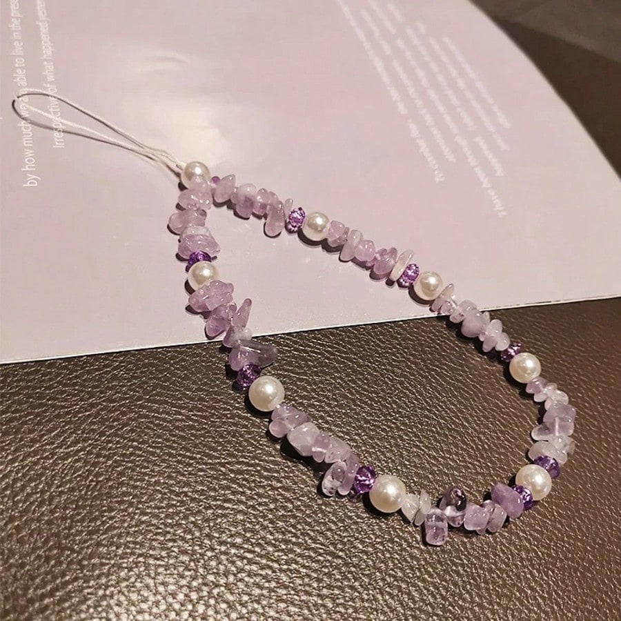 1pc Faux Pearl Decor Beaded Phone Lanyard Gifts For Mother, Family, Friends, Birthday, Holiday Phone Charm, Phone Chain