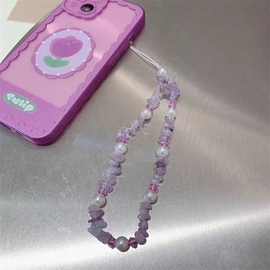 1pc Faux Pearl Decor Beaded Phone Lanyard Gifts For Mother, Family, Friends, Birthday, Holiday Phone Charm, Phone Chain