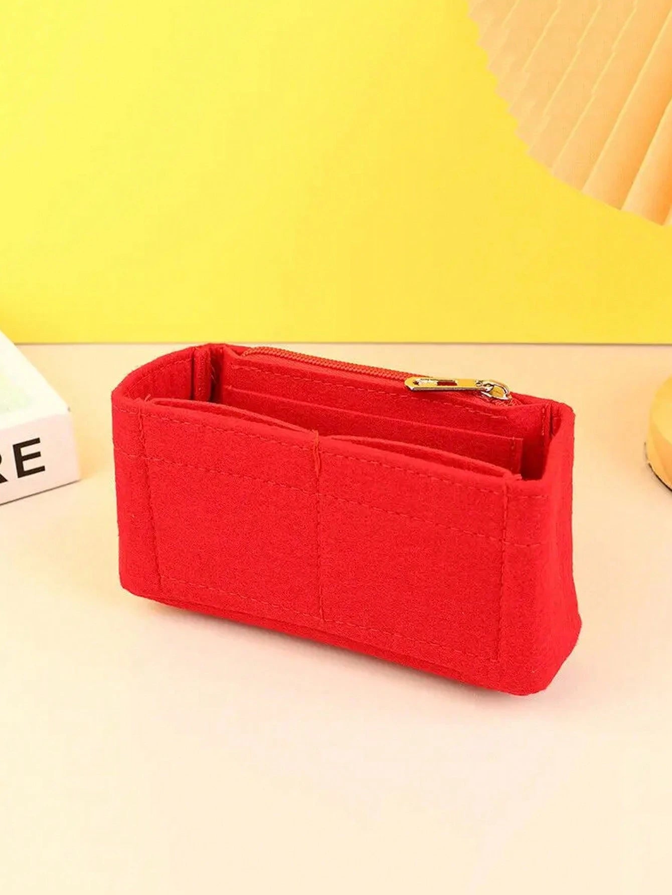 1Pc Felt Insert Purse Organizer With Zipper, Small Handbag Tote Shaper Insert For GG Marmont Matelasse Shoulder Bag, Bag-In-Bag Organizer(Buy By Actual Size) Gifts For Women Cherry Red Winter Tote Bag
