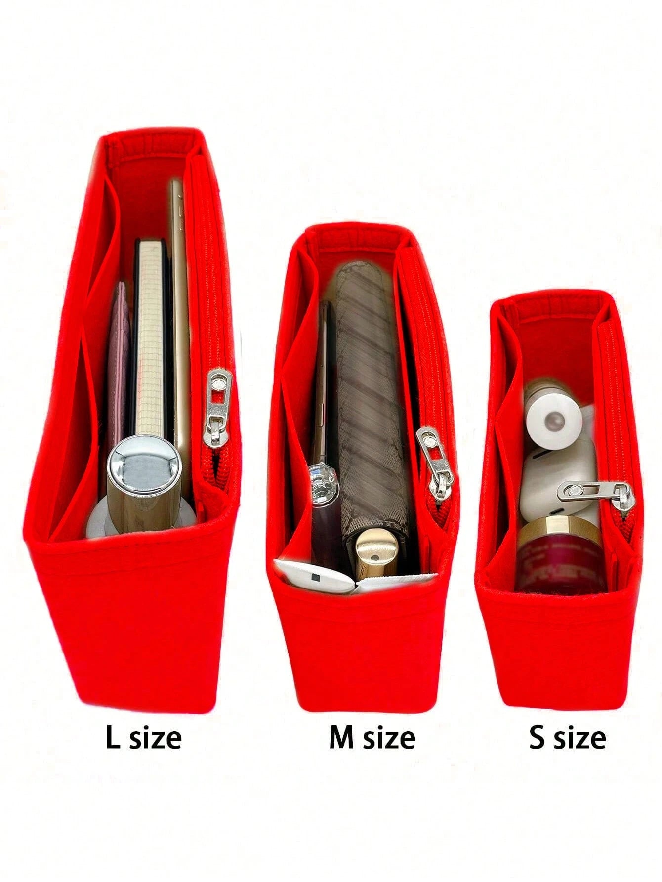 1Pc Felt Insert Purse Organizer With Zipper, Small Handbag Tote Shaper Insert For GG Marmont Matelasse Shoulder Bag, Bag-In-Bag Organizer(Buy By Actual Size) Gifts For Women Cherry Red Winter Tote Bag